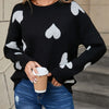 Angel Wings Heart Round Neck Dropped Shoulder Sweater