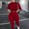 Mock Neck Long Sleeve Top and High Waist Pants Set