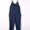 Spaghetti Strap Deep V Jumpsuit with Pockets