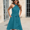 Tied Round Neck Sleeveless Dress