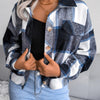 Plaid Collared Neck Long Sleeve Jacket