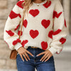 Fuzzy Heart Dropped Shoulder Sweatshirt