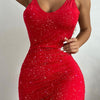 Glitter Double Spaghetti Straps Mini Dress