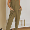 Spaghetti Strap Deep V Jumpsuit with Pockets