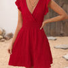 Smocked Ruffled Surplice Mini Dress