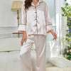 Contrast Piping Button-Up Top and Pants Pajama Set