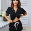 Heart Graphic Contrast Piping Top and Shorts Pajama Set