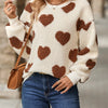 Fuzzy Heart Dropped Shoulder Sweatshirt