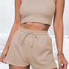 Round Neck Top and Drawstring Shorts Set