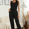 Drawstring Waist Round Neck Jogger Jumpsuit